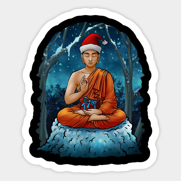 Meditative Santa Buddha Sticker by blueavocado